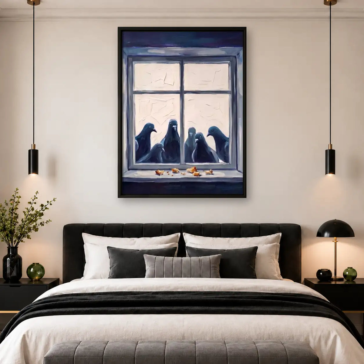 Three Black Birds Waiting at Window Wall Art 4