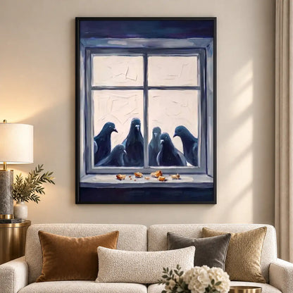 Three Black Birds Waiting at Window Wall Art 5