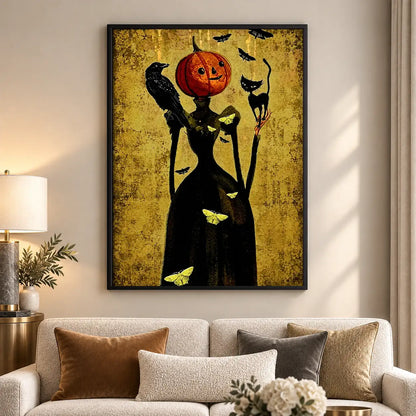 Three Black Cats with Pumpkin Heads Wall Art 5