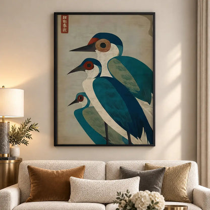 Three Blue Birds Graphic Wall Art 5