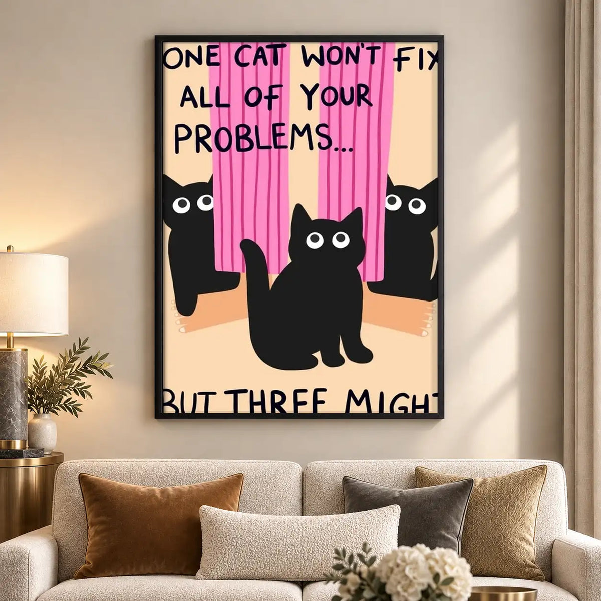 Three Cats Fix Problems Typography Wall Art 5