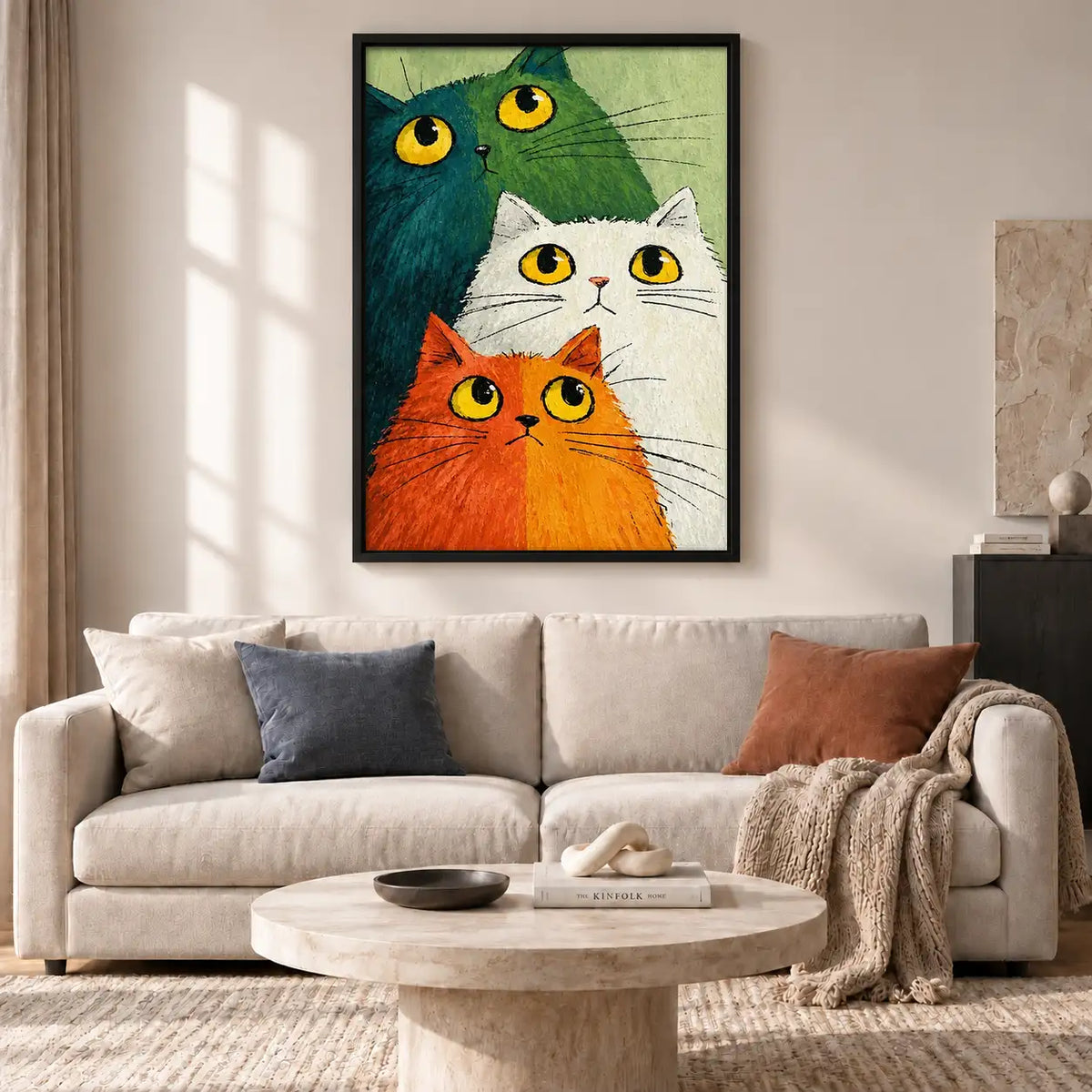 Three Colorful Cat Faces Wall Art 2