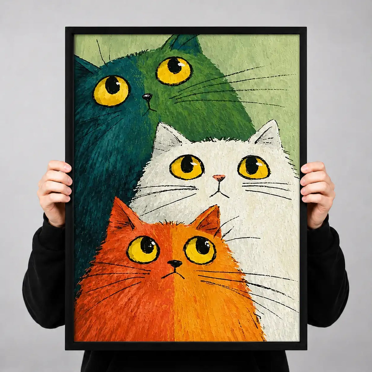 Three Colorful Cat Faces Wall Art 3