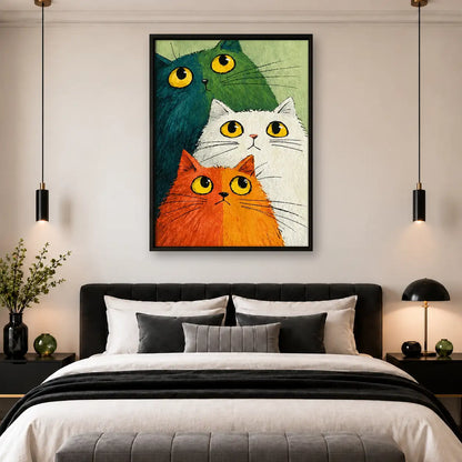 Three Colorful Cat Faces Wall Art 4