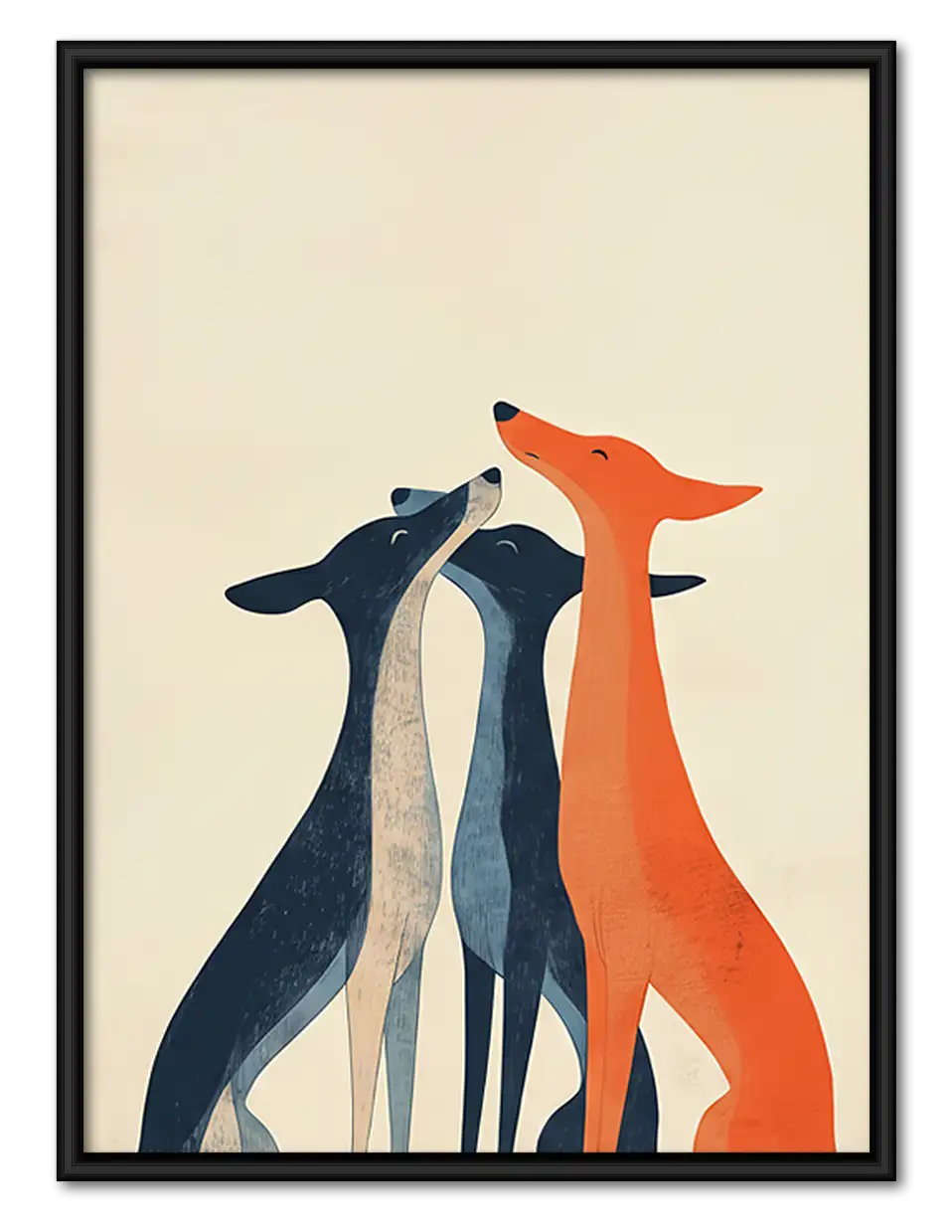 Three Colorful Running Dogs Wall Art 1