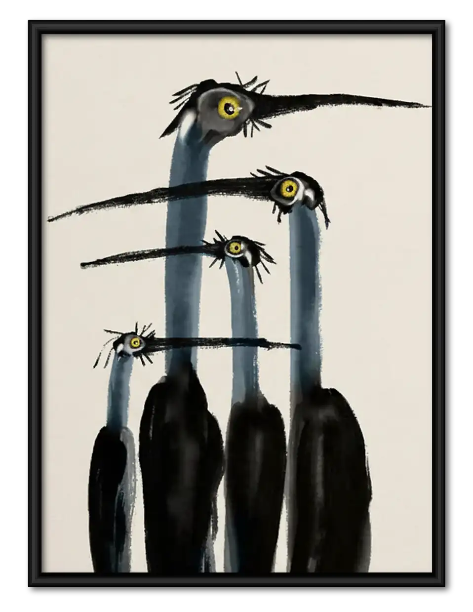 Three Curious Black Birds Wall Art 1