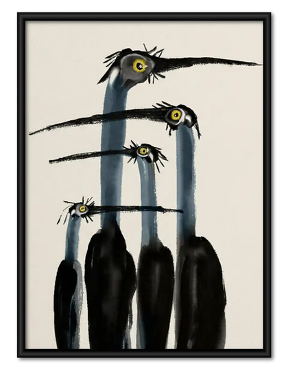 Three Curious Black Birds Wall Art