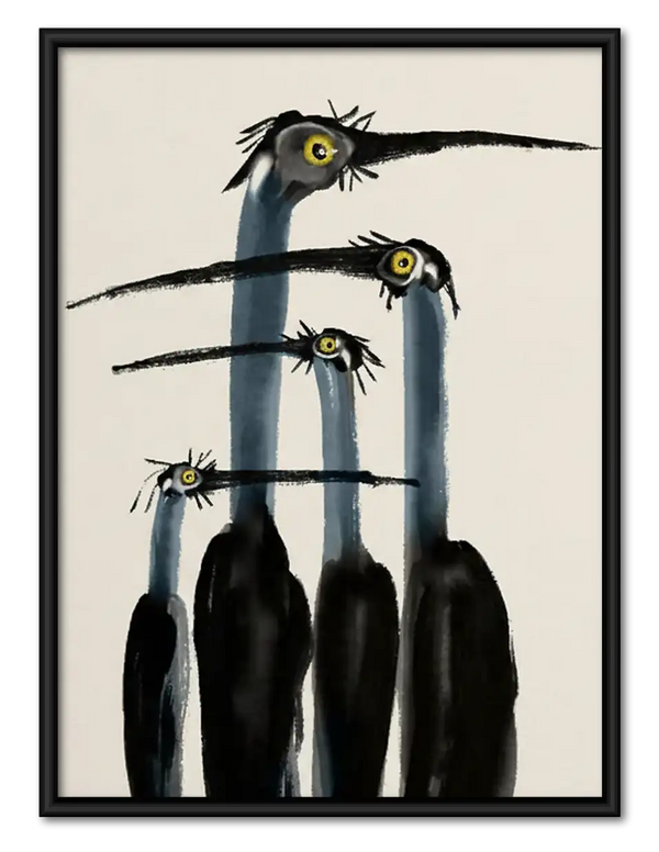 Three Curious Black Birds Wall Art