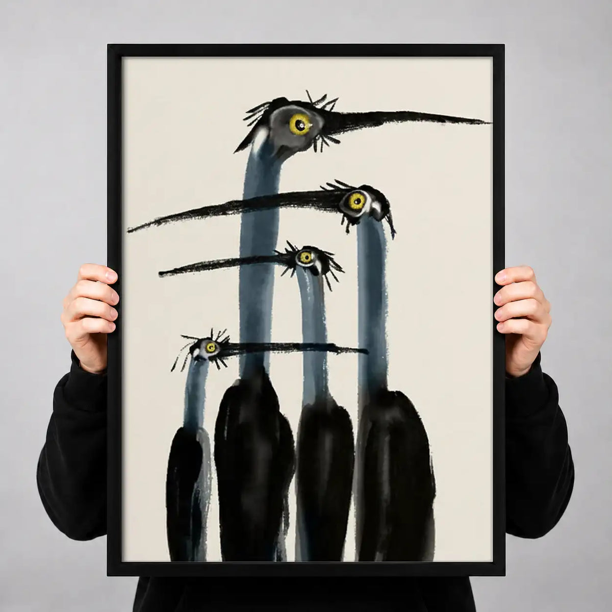 Three Curious Black Birds Wall Art 3