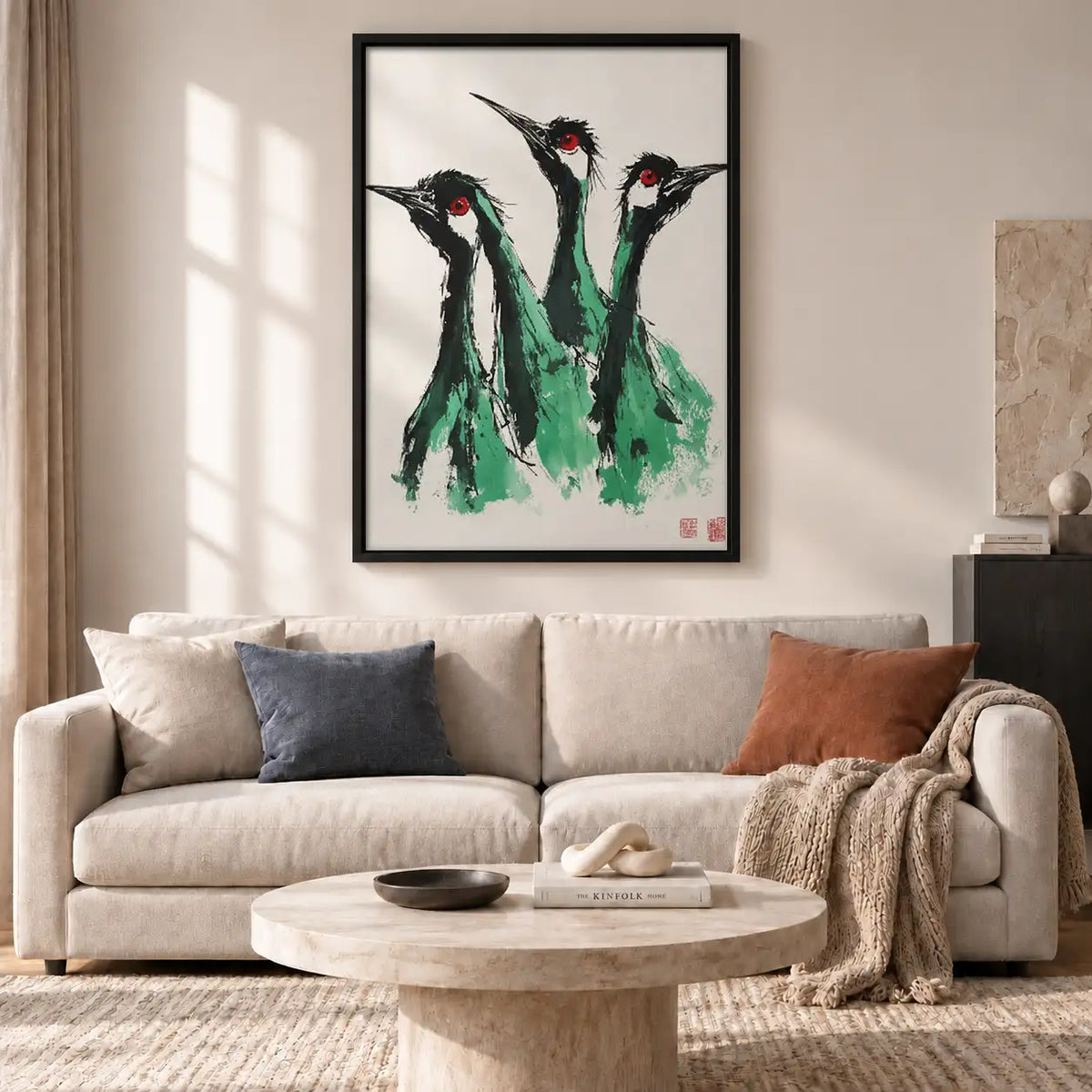 Three Dancing Crane Birds Wall Art 2