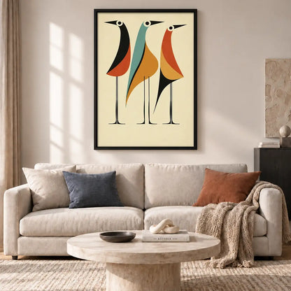 Three Elegant Mid Century Birds Wall Art 2