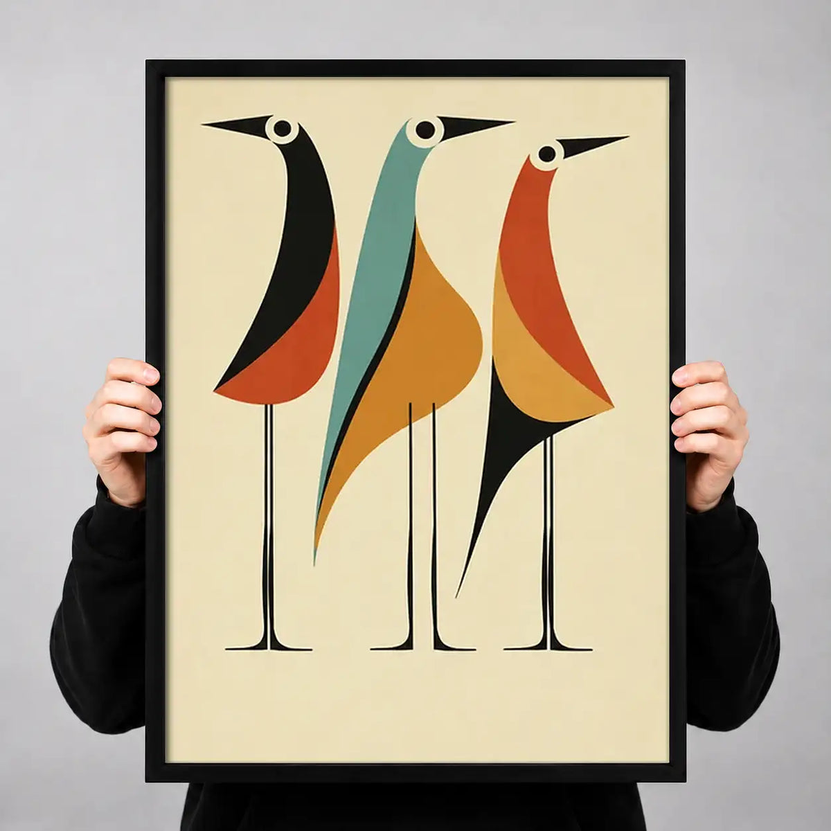 Three Elegant Mid Century Birds Wall Art 3