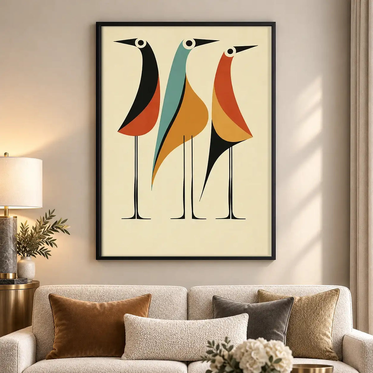 Three Elegant Mid Century Birds Wall Art 5