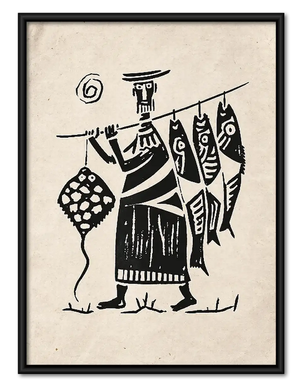 Three Folk Musicians Black and White Wall Art