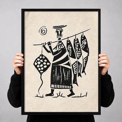 Three Folk Musicians Black and White Wall Art 3