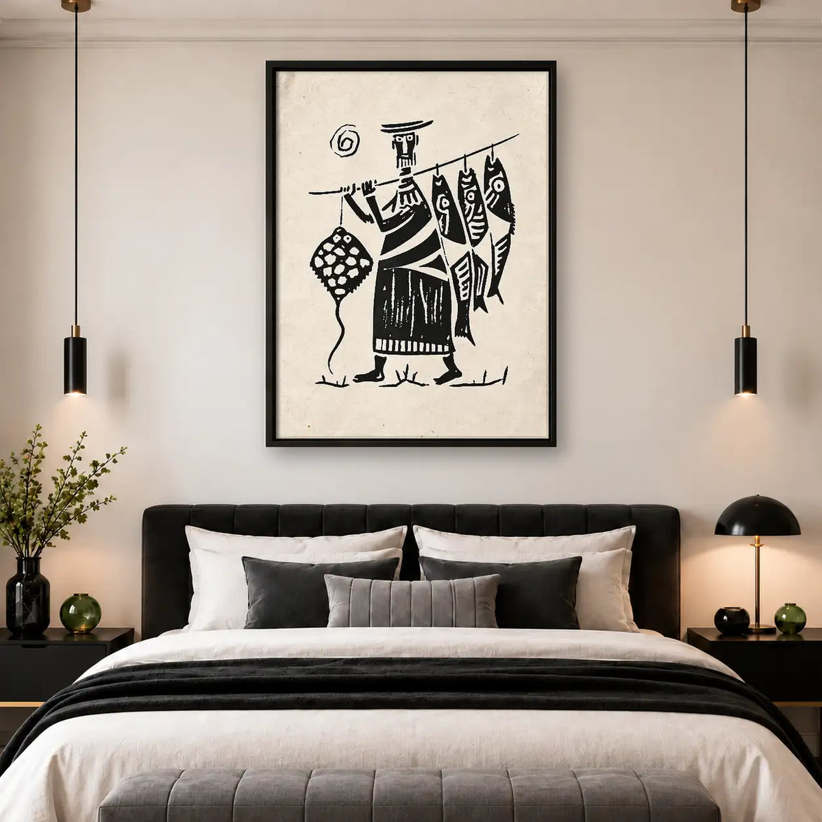 Three Folk Musicians Black and White Wall Art 4