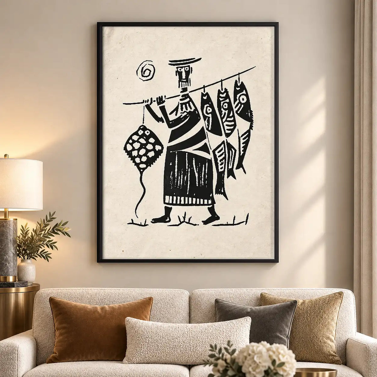 Three Folk Musicians Black and White Wall Art 5