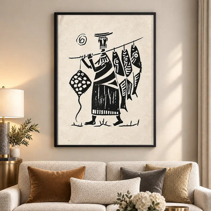 Three Folk Musicians Black and White Wall Art 5