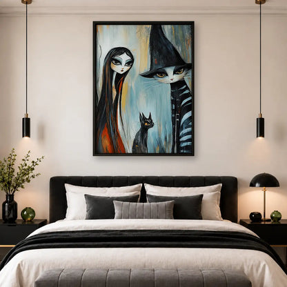 Three Gothic Witches with Black Cat Wall Art 4