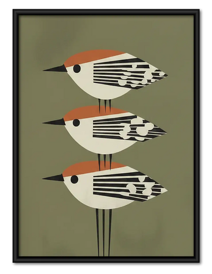 Three Mid Century Birds Wall Art 1