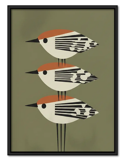 Three Mid Century Birds Wall Art