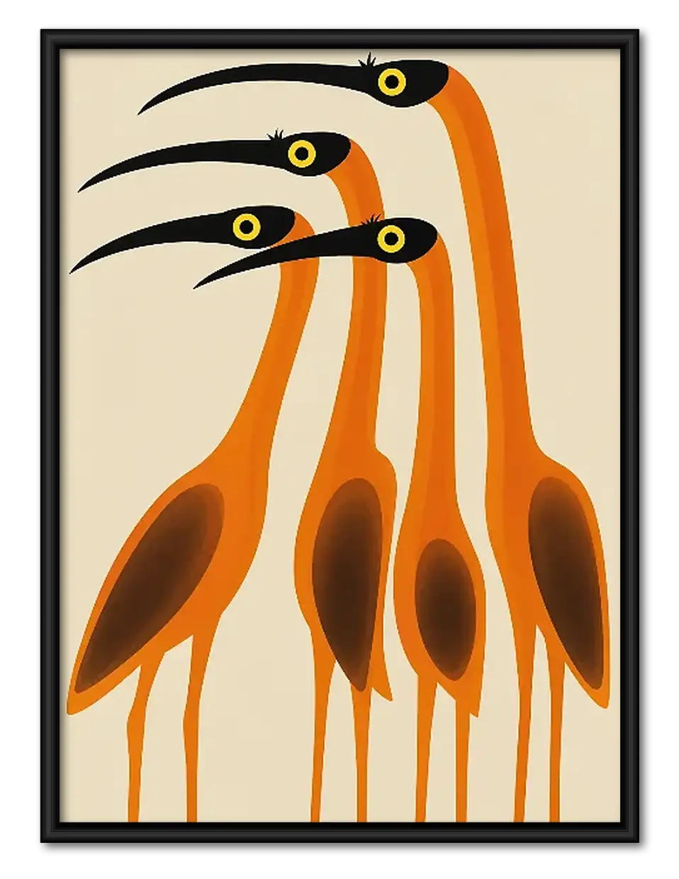 Three Orange Herons Wall Art 1