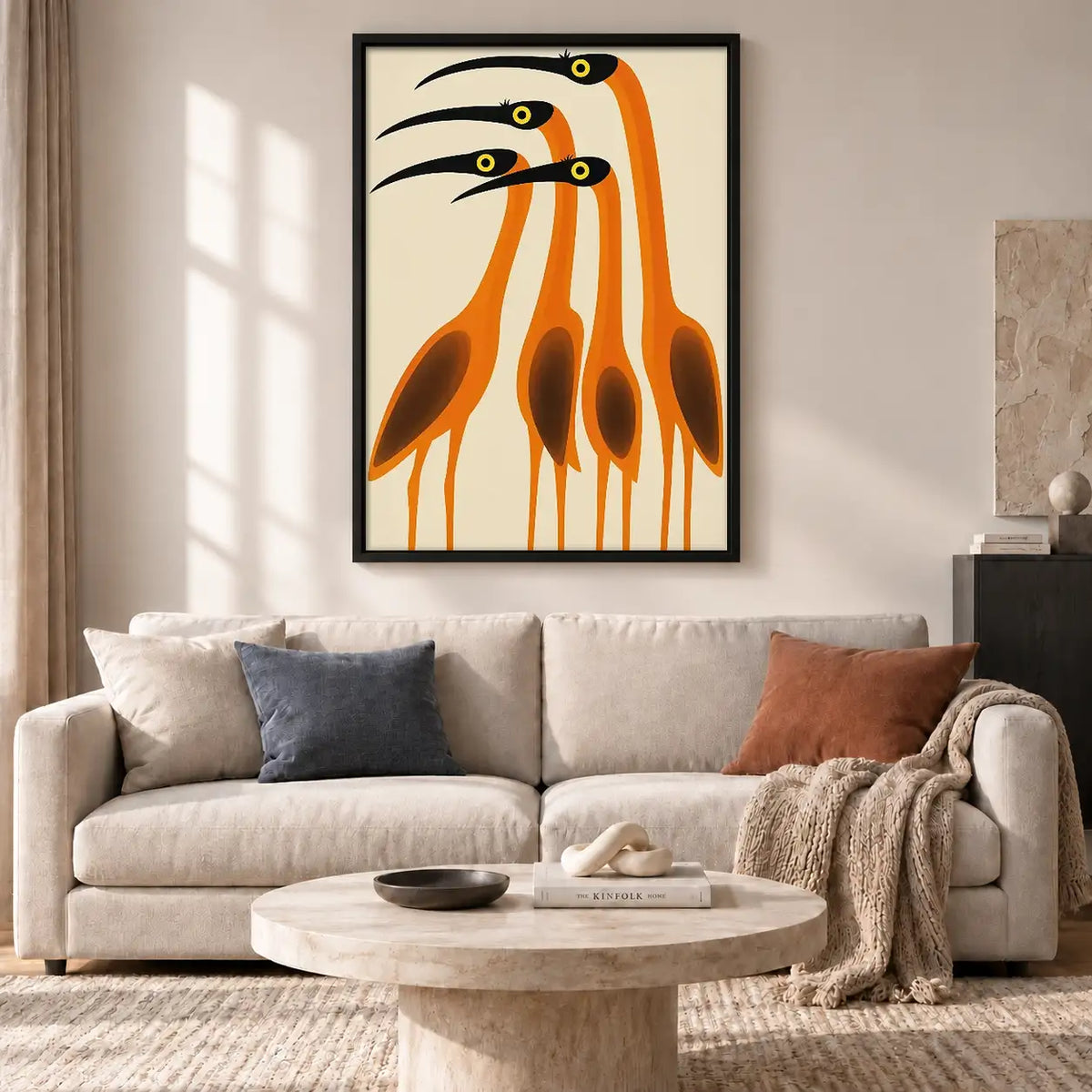 Three Orange Herons Wall Art 2