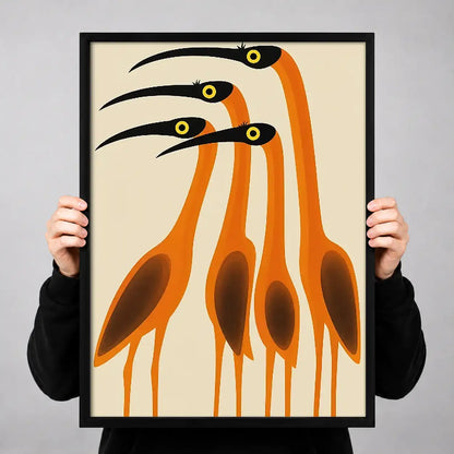 Three Orange Herons Wall Art 3