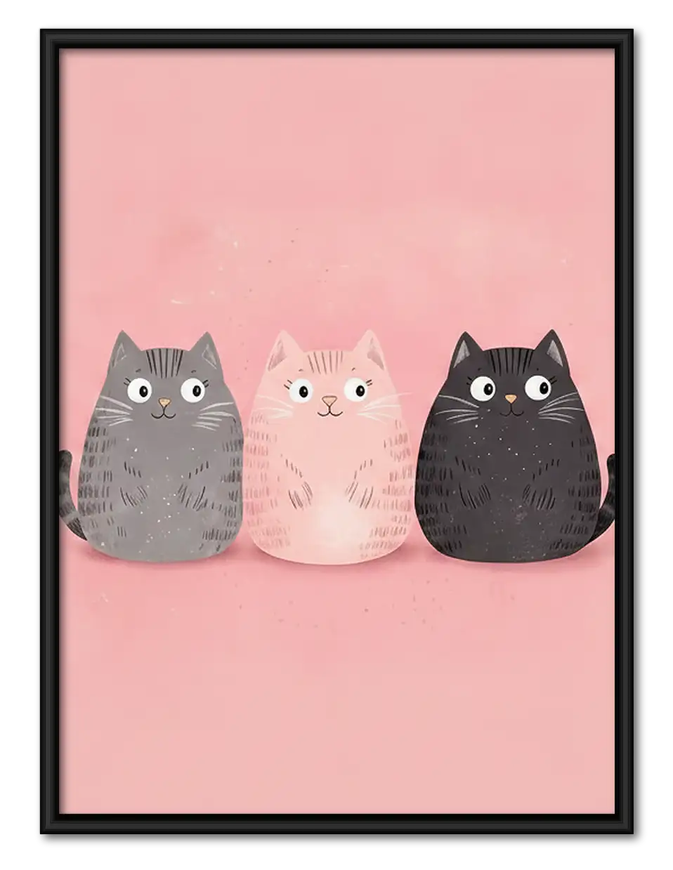 Three Pastel Cats on Pink Wall Art 1