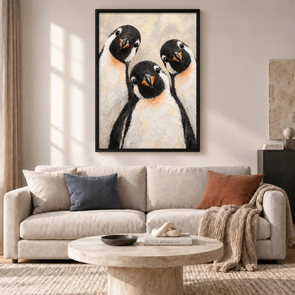 Three Penguin Chicks Portrait Wall Art 2