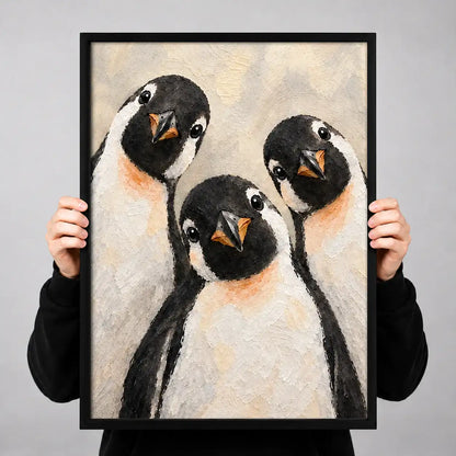 Three Penguin Chicks Portrait Wall Art 3