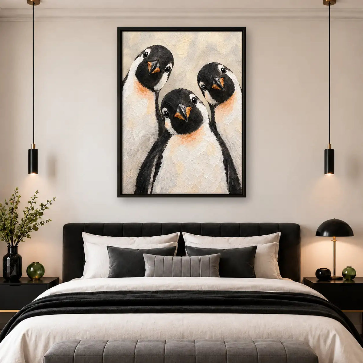 Three Penguin Chicks Portrait Wall Art 4