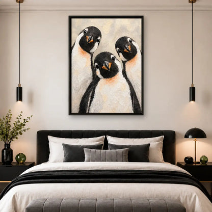Three Penguin Chicks Portrait Wall Art 4