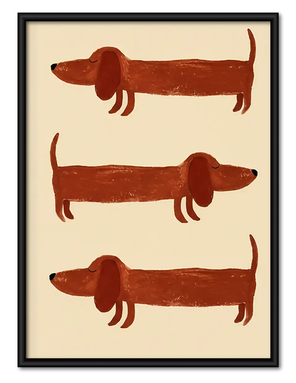 Three Red Dachshunds Wall Art 1