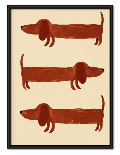 Three Red Dachshunds Wall Art