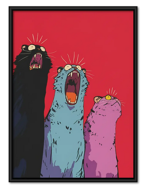 Three Screaming Colorful Birds Wall Art