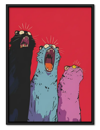 Three Screaming Colorful Birds Wall Art