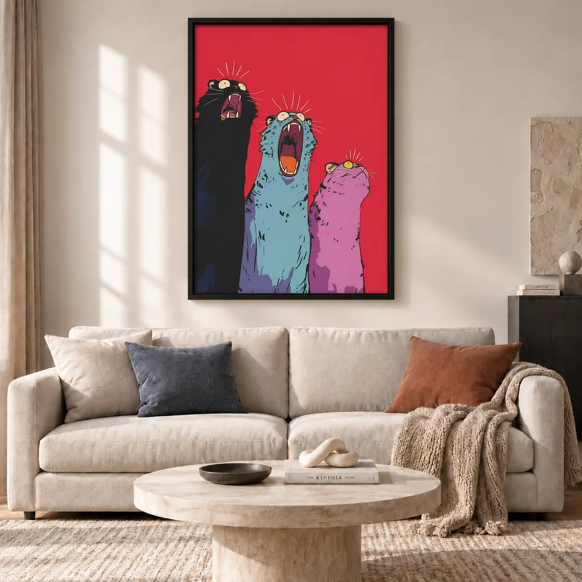 Three Screaming Colorful Birds Wall Art 2