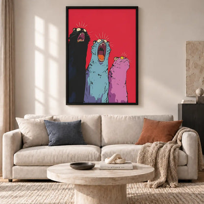 Three Screaming Colorful Birds Wall Art 2