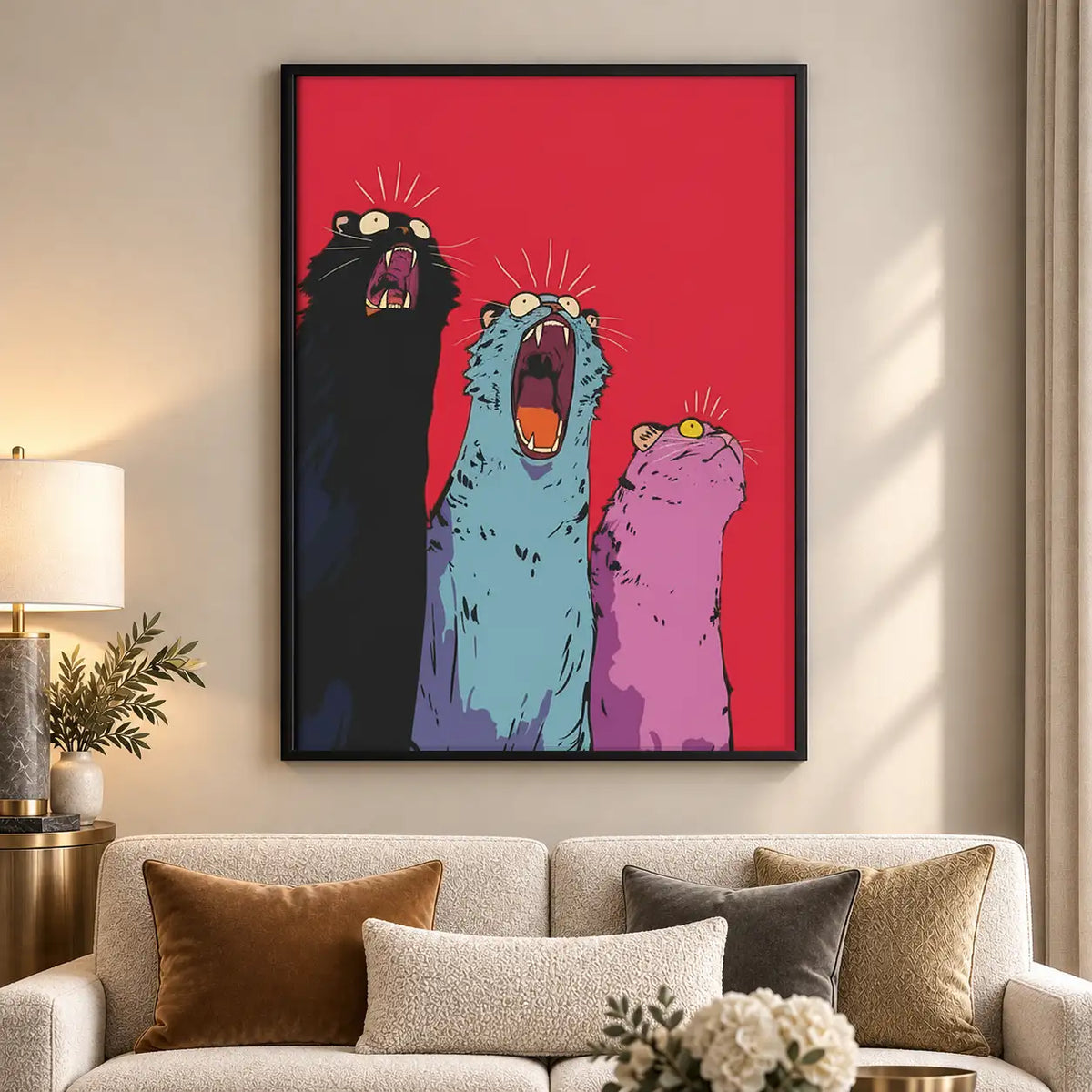Three Screaming Colorful Birds Wall Art 5