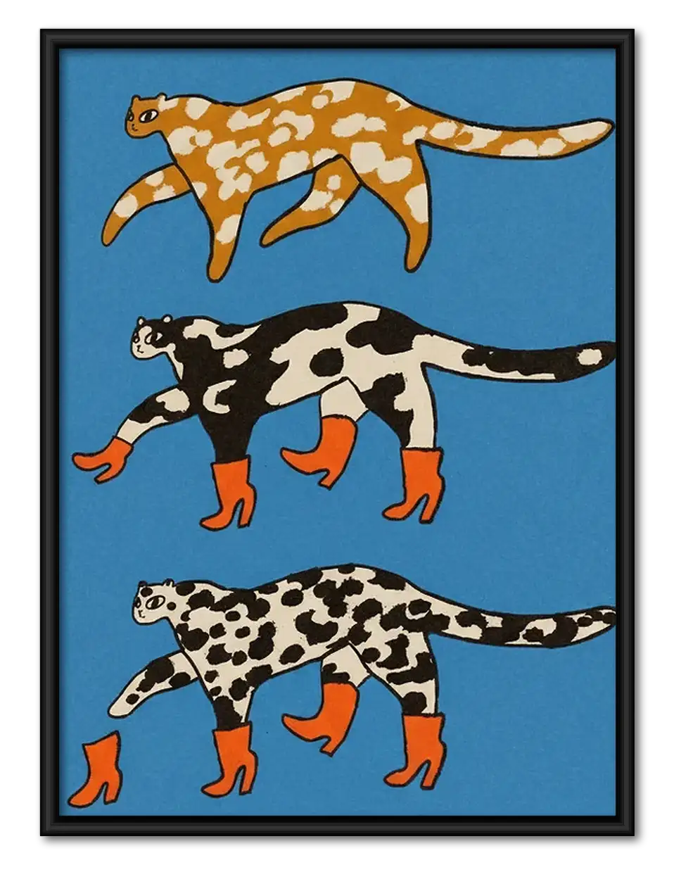 Three Spotted Cats Running Wall Art 1