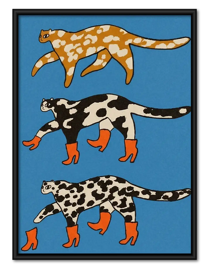 Three Spotted Cats Running Wall Art