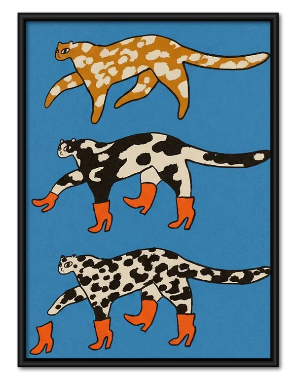 Three Spotted Cats Running Wall Art