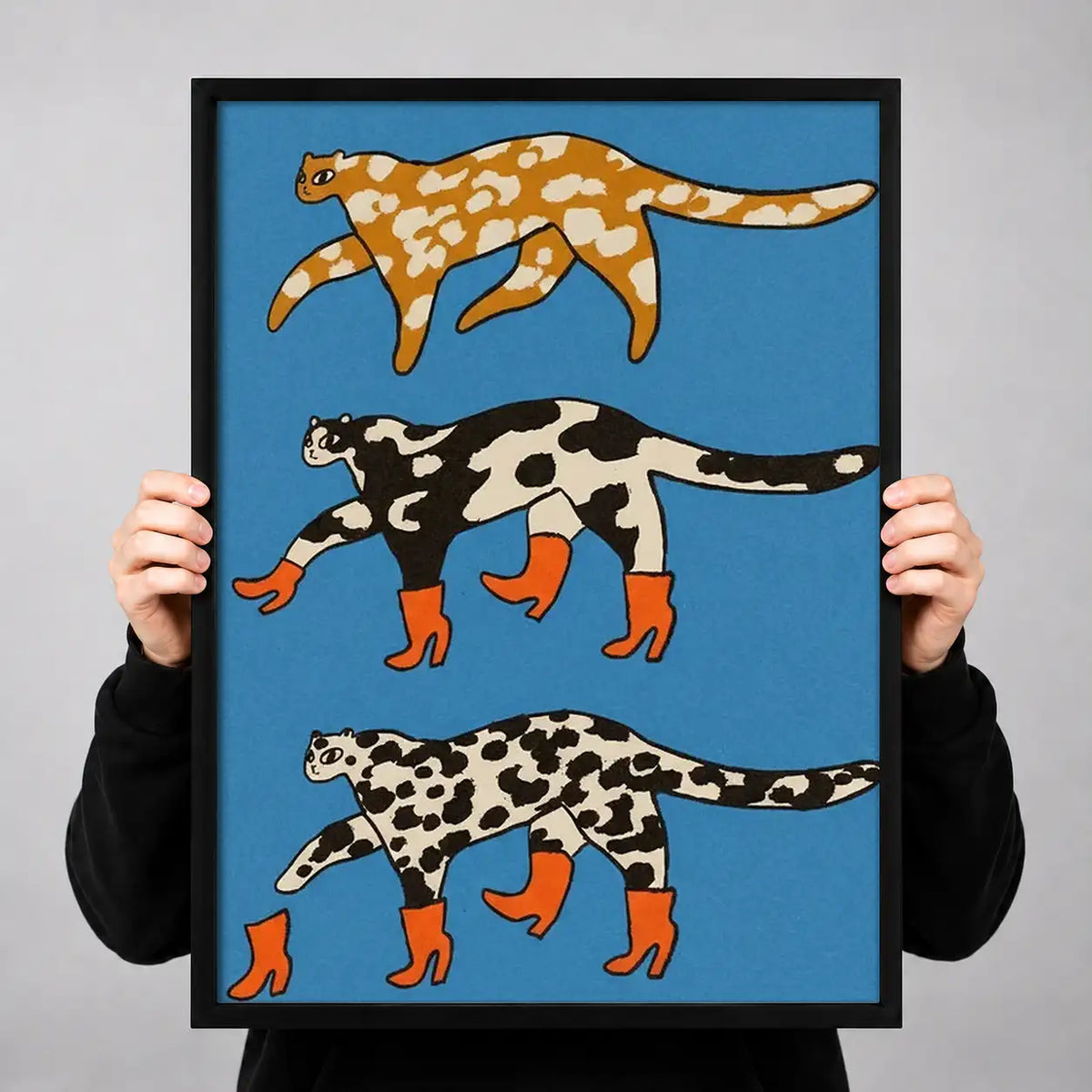 Three Spotted Cats Running Wall Art 3