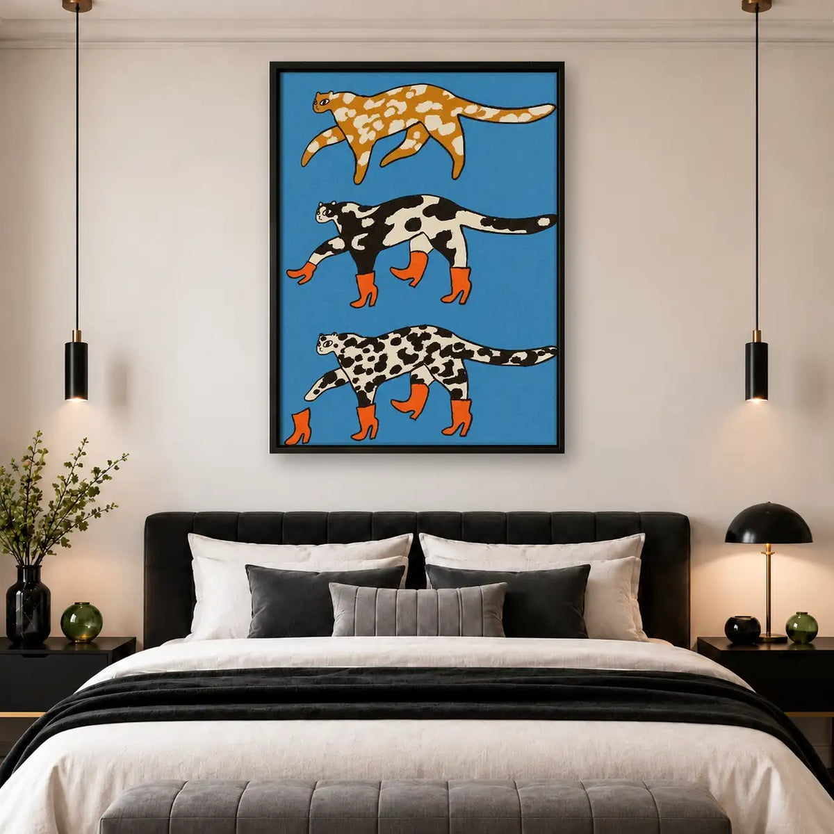 Three Spotted Cats Running Wall Art 4