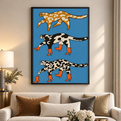 Three Spotted Cats Running Wall Art 5