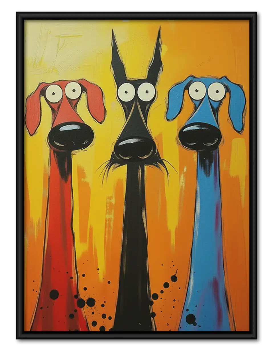Three Tall Funny Dogs Wall Art 1