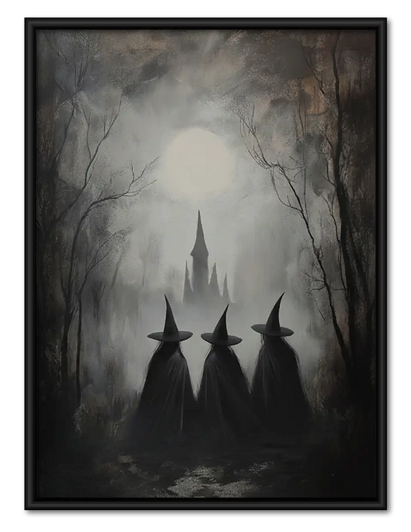 Three Witches Beneath Full Moon Wall Art