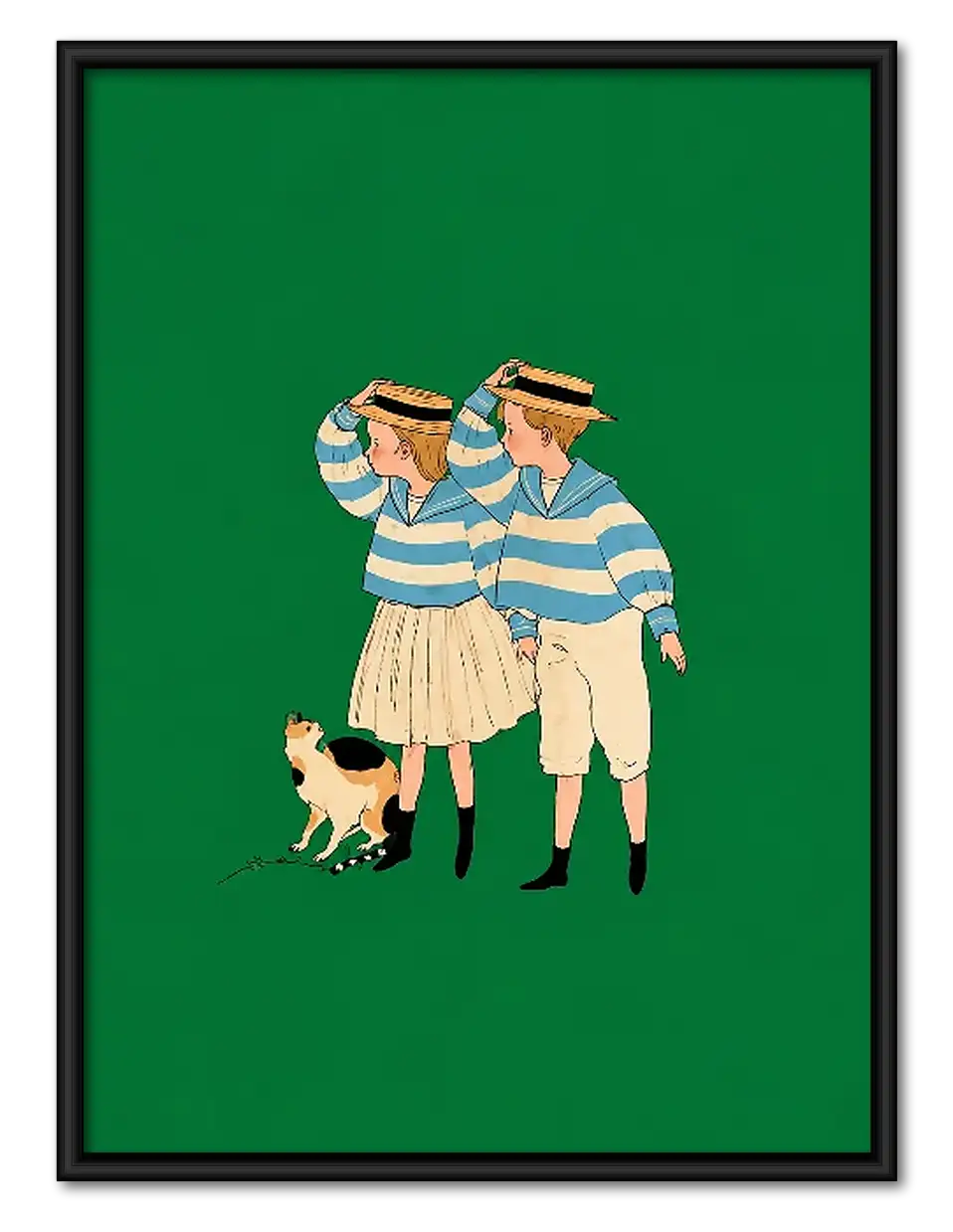 Three Women in Striped Dresses Wall Art 1