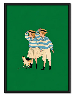 Three Women in Striped Dresses Wall Art